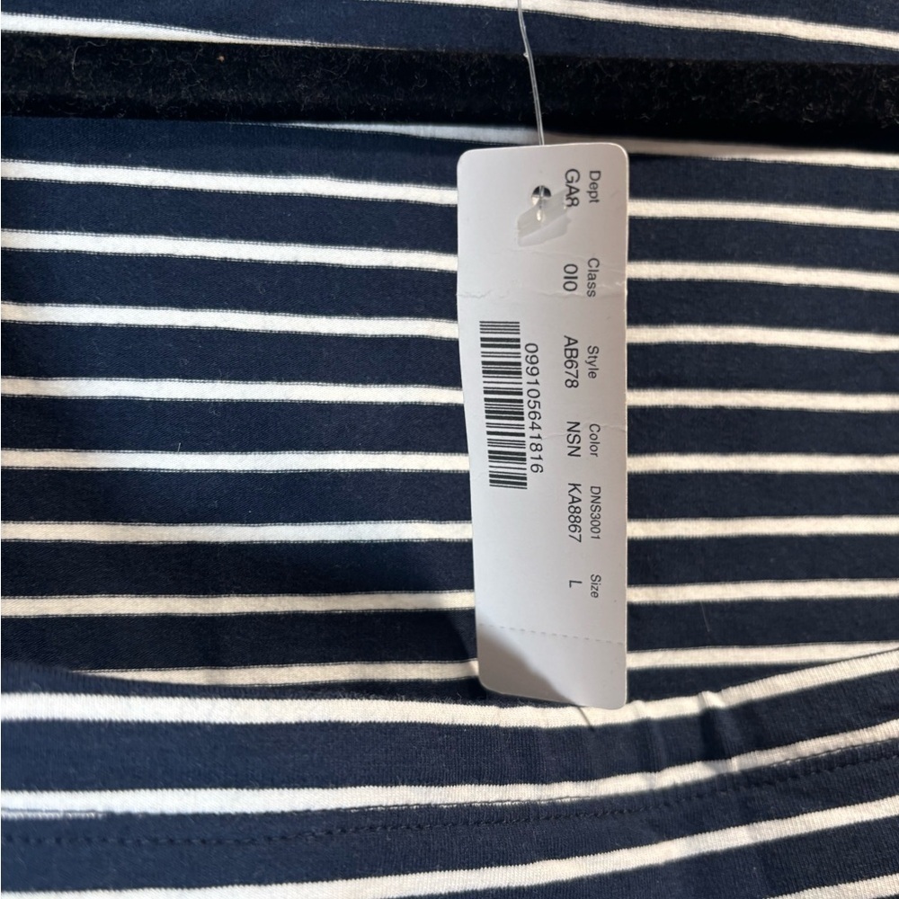 NWT J. Crew Navy Blue White Stripe Long Sleeve Shirt Square Neck Size Large - Picture 6 of 6
